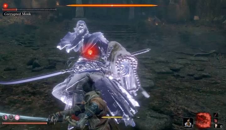 When the boss loses about half of her health, her posture regeneration will slow down significantly. - Corrupted Monk | Sekiro Shadows Die Twice Boss Fight - Bosses - Sekiro Guide and Walkthrough