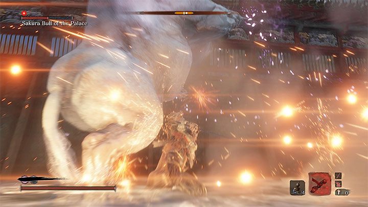 Shinobi Firecracker is useful in this fight - Sakura Bull of the Palace | Sekiro Shadows Die Twice Boss Fight - Bosses - Sekiro Guide and Walkthrough