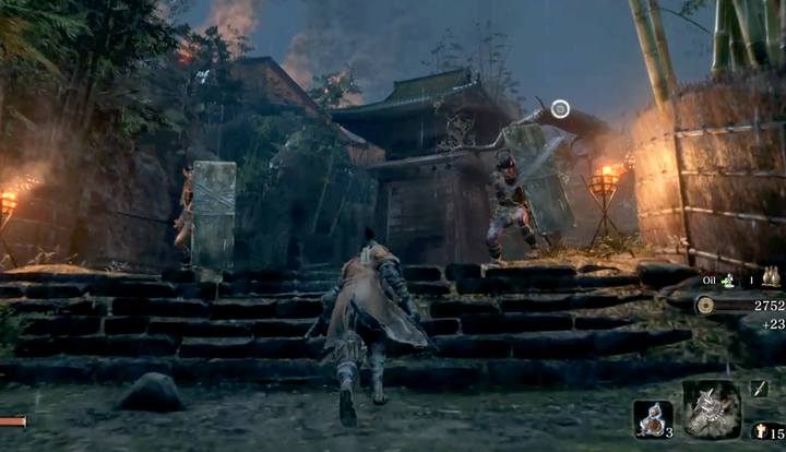 The guards on the bridge can be bypassed, they do not matter for this duel. - Shinobi Hunter Enshin of Misen | Sekiro Shadows Die Twice Boss Fight - Bosses - Sekiro Guide and Walkthrough