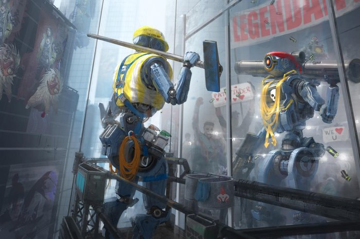 Concept art of Pathfinder character in the video game Apex Legends.