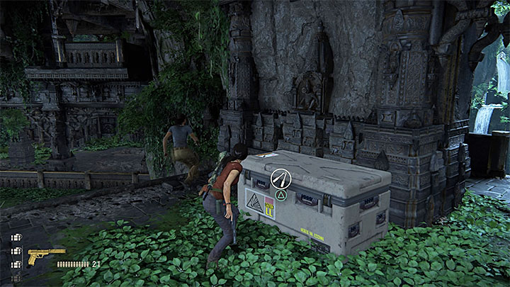 You can find a supply crate while in the first ruins occupied by the enemy mercenaries - 7. The Lost Legacy | All Secrets - Secrets - Uncharted: The Lost Legacy Game Guide