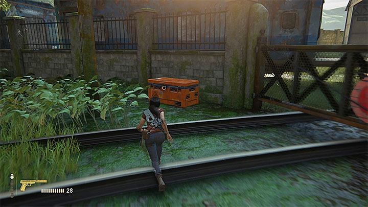 The last crate is at the other end of the train station, next to the tall wall and the locked gate - 8 - Partners | Secrets - Secrets - Uncharted: The Lost Legacy Game Guide