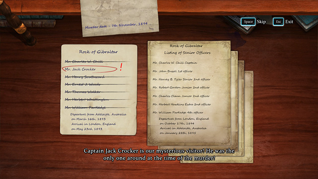 The result of the investigation. - Search for possible sailor suspects - The Abbey Grange Affair - Sherlock Holmes: Crimes and Punishments - Game Guide and Walkthrough