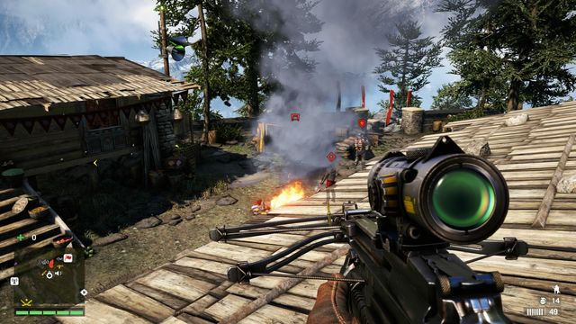 Set the bear free to distract the enemies. In the meantime, eliminate the sniper. - Bhirabata Outpost - Outposts - Two alarms - Far Cry 4 - Game Guide and Walkthrough