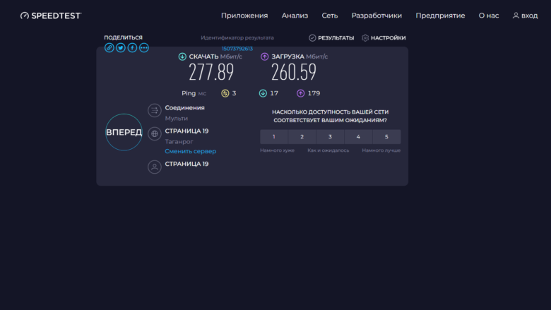 Скорость подключения по Wi-Fi на частоте 5 ГГц с помощью встроенного в ноутбук модуля