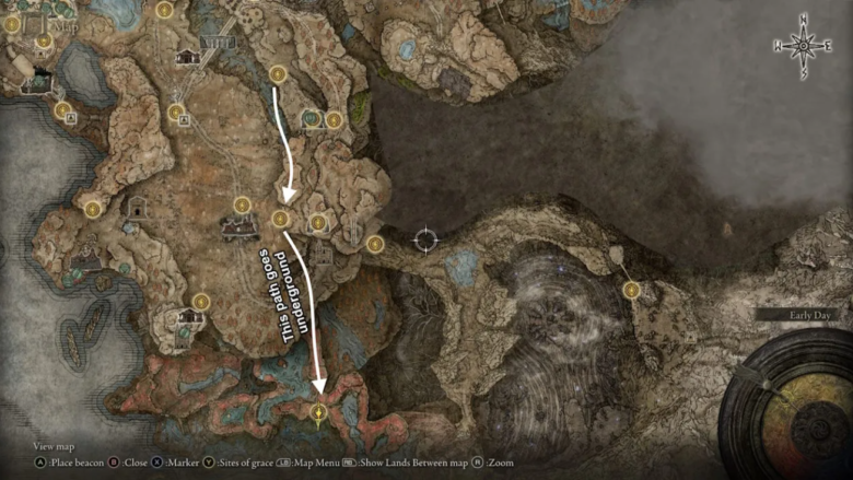 Местоположение Гниющего рыцаря в Shadow of the Erdtree