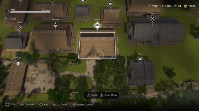 Меню строительства Убежища в Assassin's Creed Shadows
