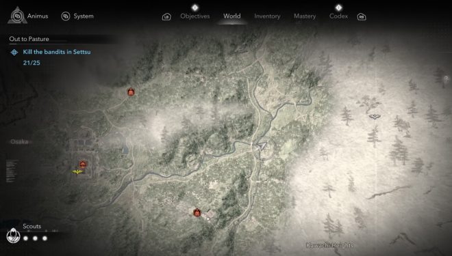 Одно из мест, где вы можете встретить разбойников в Идзуми-Сэтцу в Assassin’s Creed Shadows
