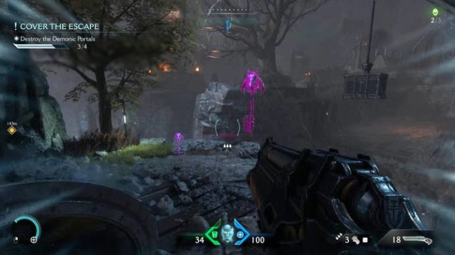 Расположение третьего секрета в главе 1 «Деревня Халим» игры DOOM: The Dark Ages.