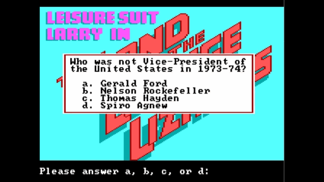 Тест на возраст в Leisure Suit Larry in the Land of the Lounge Lizards Тест на возраст в Leisure Suit Larry in the Land of the Lounge Lizards