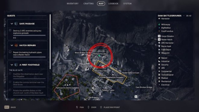An image showing the map location of the Pattern house in Arc Raiders