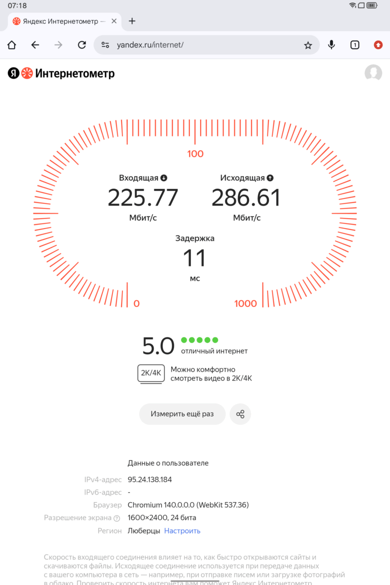 Скорость Wi-Fi сети