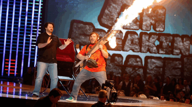 Тим Шейфер и Джек Блэк на Game Awards 2008 Тим Шейфер и Джек Блэк на Game Awards 2008