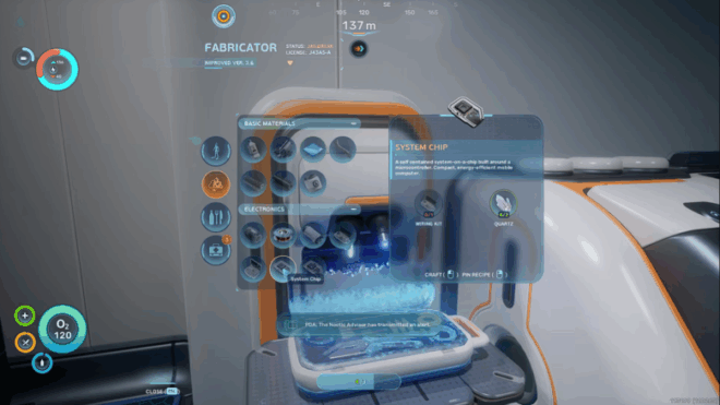 The System Chip crafting component shown in the Subnautica 2 inventory