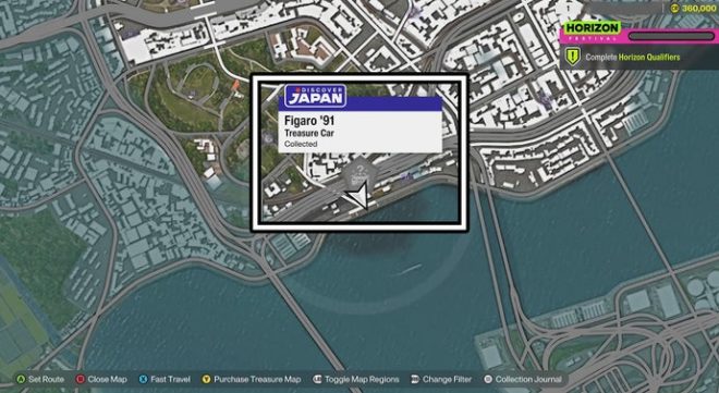 The Figaro '91 location on the Forza Horizon 6 map.