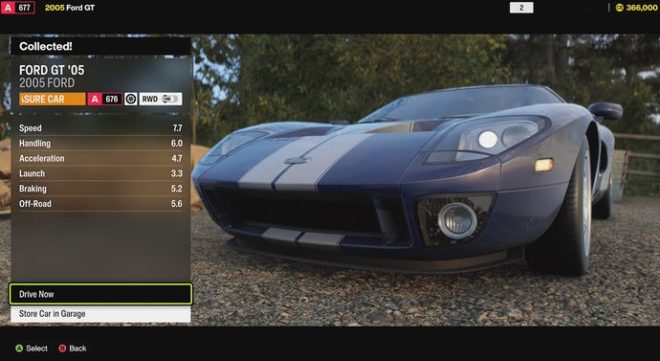 The Ford GT '05 stats in Forza Horizon 6.