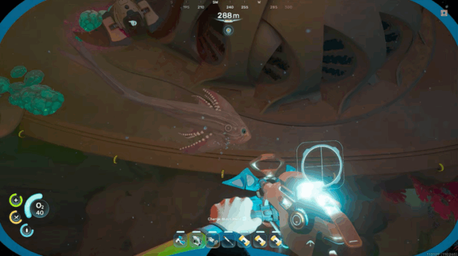 A Twin Sitaray predator emitting an electrical field in a dark transition zone biome