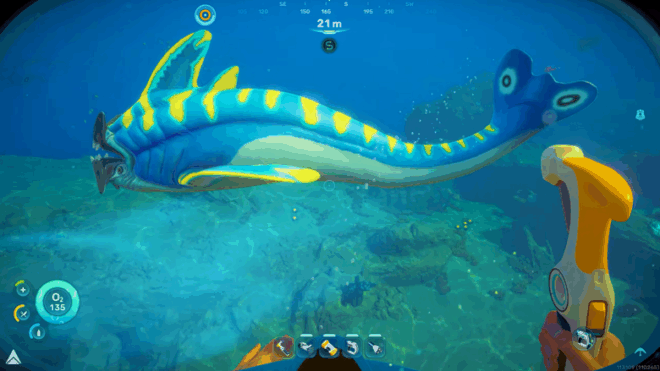 A group of Nibbler Mango pack predators patrolling a northern oceanic route