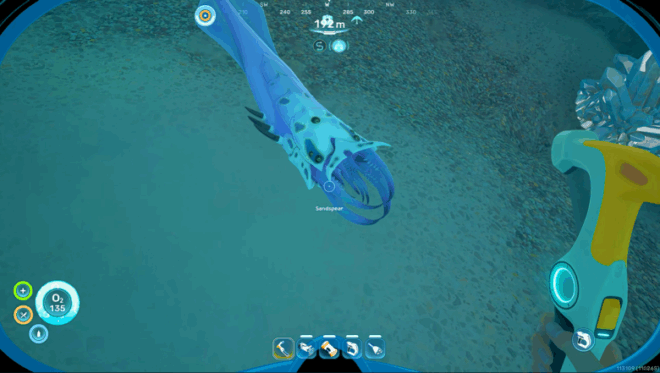 The plant-like lure of a Sandspear ambush predator emerging from the sandy floor in Anemone Hills