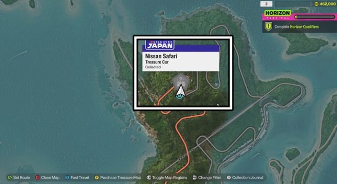 The Nissan Safari location on the Forza Horizon 6 map.