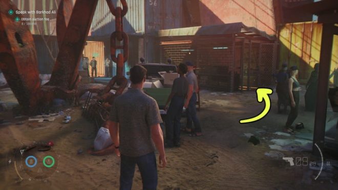 A screenshot from 007 First Light, showing the location of the secret path where you'll find the Mauritania Postcard.