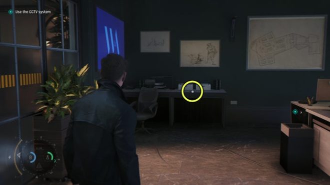 A screenshot from 007 First Light, showing the location of the Kensington postcard in the Security Office.