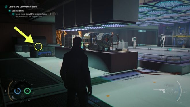 A screenshot from 007 First Light, showing the location of the Jaw Design Specs Legacy collectible in the Wave Of The Future mission.