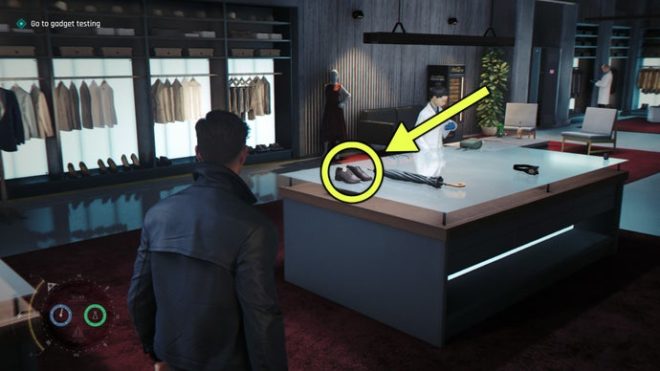 A screenshot from 007 First Light, showing the location of the Dagger Shoes collectible.
