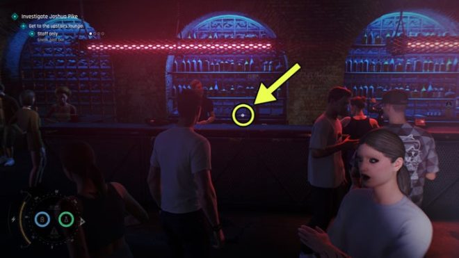 A screenshot from 007 First Light, showing the location of the Cocktail Napkin Momento found in the Night Out mission