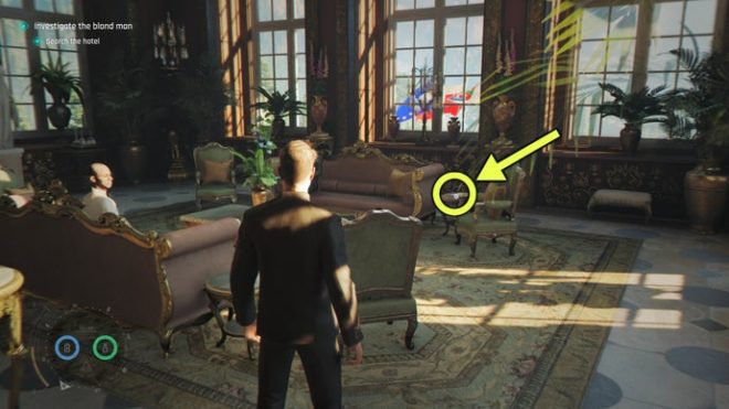 A screenshot from 007 First Light, showing the location of the Chess Biography Legacy Collectible.