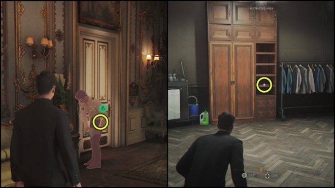 A collage of screenshots showing how to get into the Staff Area and get the Pillow Mint in 007 First Light.