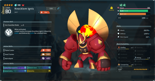 20k Attack and 13k Defense Knocklem Ingis Achieved! : r/Palworld