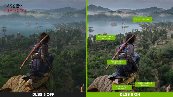 Работа с освещением DLSS 5 в Assassin's Creed Shadows Работа с освещением DLSS 5 в Assassin's Creed Shadows