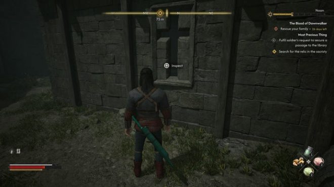 Coen inspects a window in The Blood of Dawnwalker.