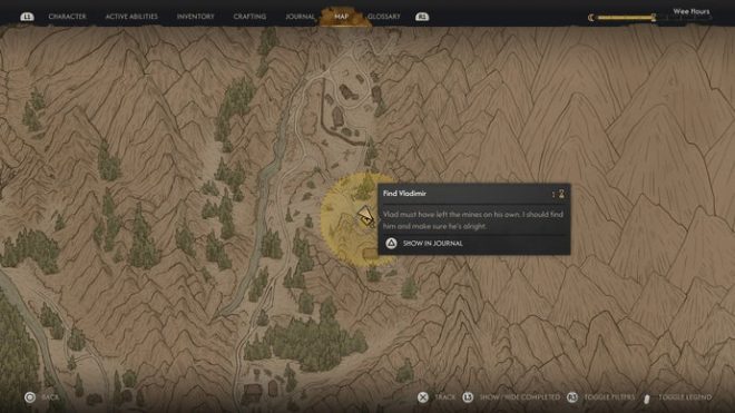 Vladimir's location is shown on the map in The Blood of Dawnwalker.